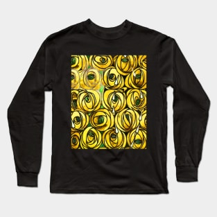 GOLD YELLOW ROSES AND TEARDROPS Art Nouveau Floral Long Sleeve T-Shirt